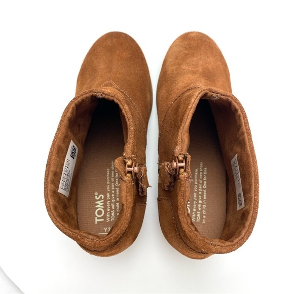 TOMS Leila Kids Suede Ankle Boots in Tan Brown Size 3 Kids Style 10010670 - Picture 9 of 10